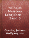 Imagen de portada para Wilhelm Meisters Lehrjahre — Band 6